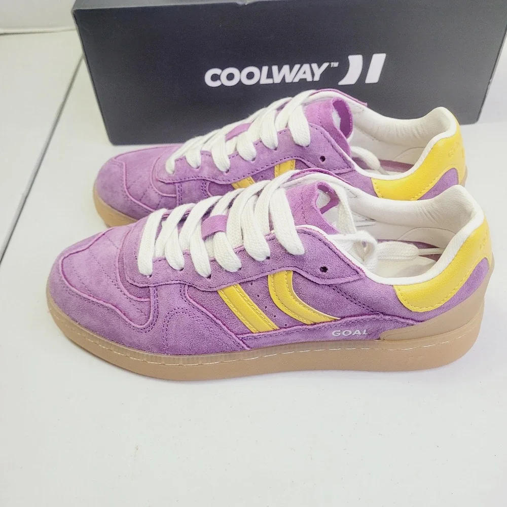 Coolway Women's Goal Sneakers EU 37 (US 6.5) Purple Yellow Suede Low Top Shoes